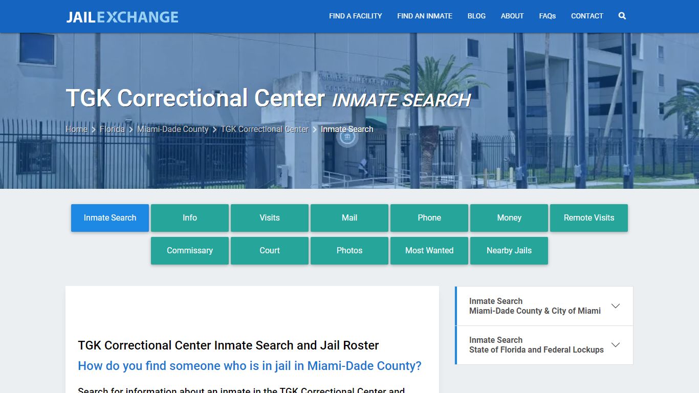 Inmate Search: Roster & Mugshots - TGK Correctional Center, FL